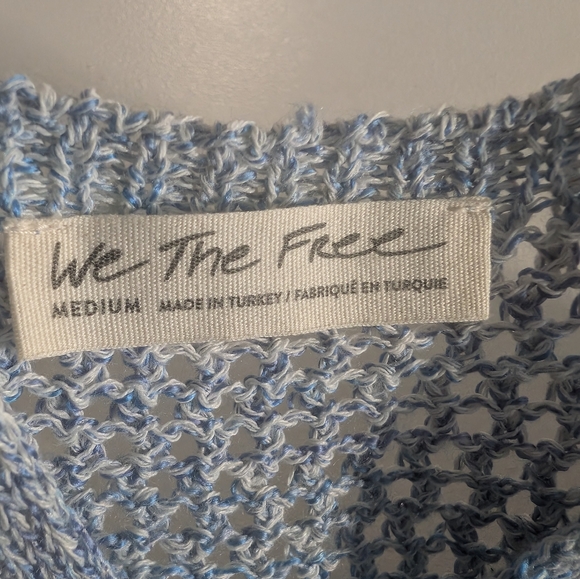 We The Free Blue and White Crochet Top Size M - Picture 5 of 9